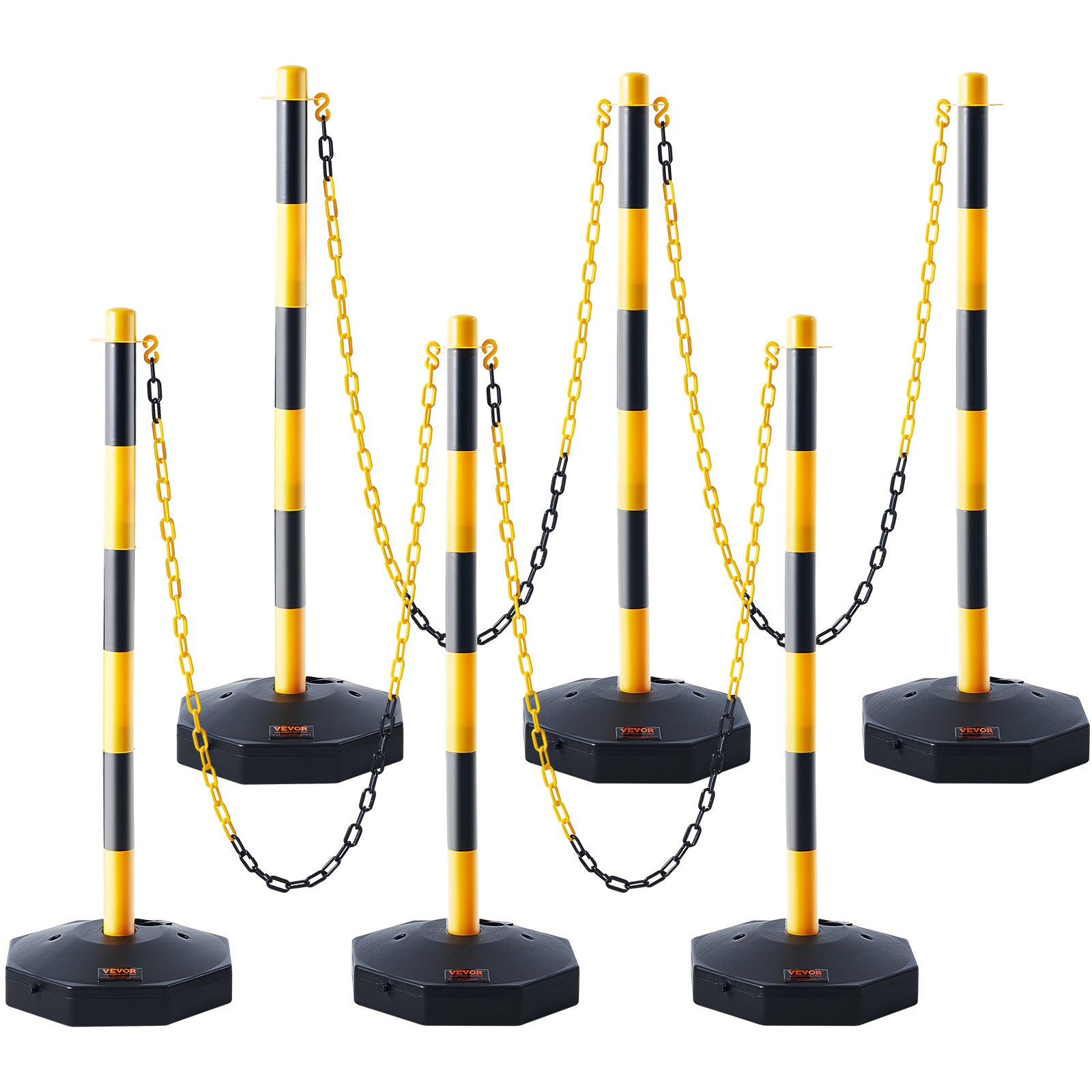 VEVOR Lot 2 Poteaux Signalisation Avec Socle Remplissable - Chaîne 2.4m Pour Chantier Et Parking