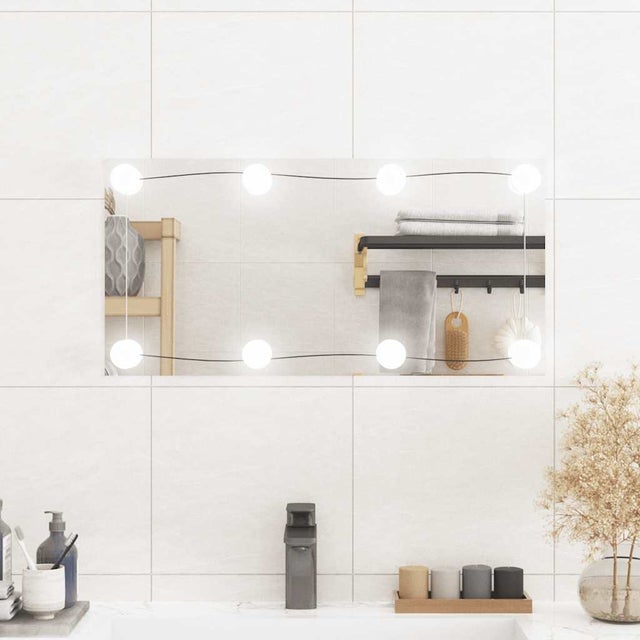 Lustro ścienne z LED, 30x60 cm, szklane, prostokątne vidaXL