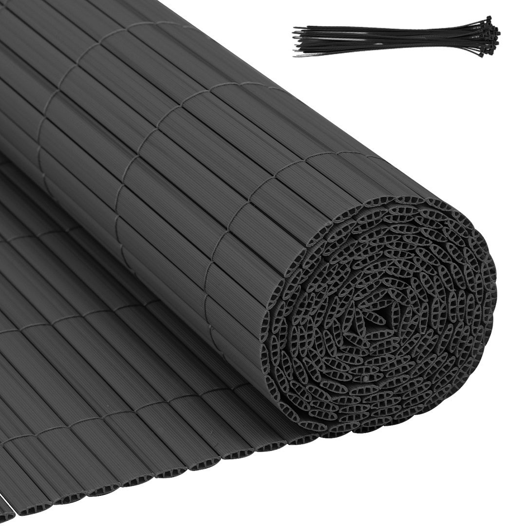 Mata PVC do użytku zewnętrznego – Ochrona przed wiatrem i promieniami UV, łatwa w czyszczeniu Szary 160 x 300cm
