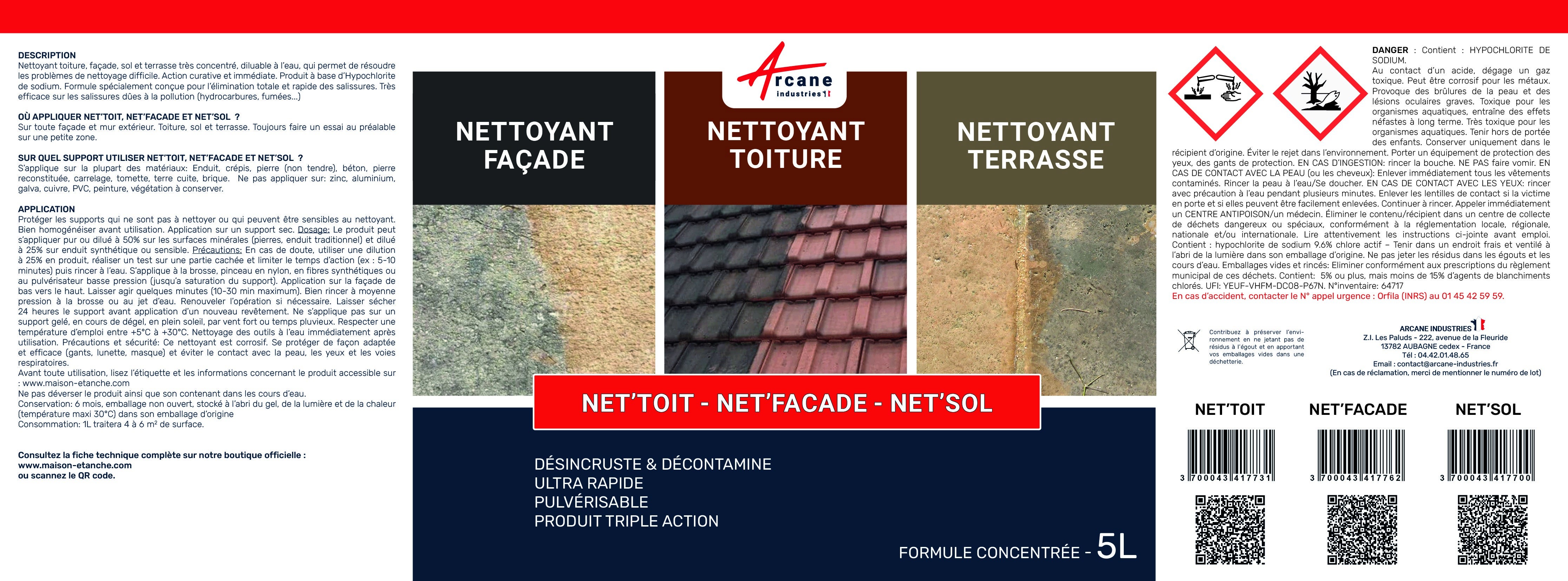 Nettoyant facade produit professionnel rapide crépi enduit - 20 L - ARCANE INDUSTRIES - 10