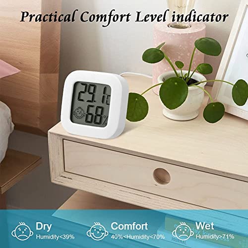 Mini thermomètre LCD 4 pièces, hygromètre numérique, plage de température : -10 ℃ ~ + 70 ℃, blanc (pile bouton incluse) - 4