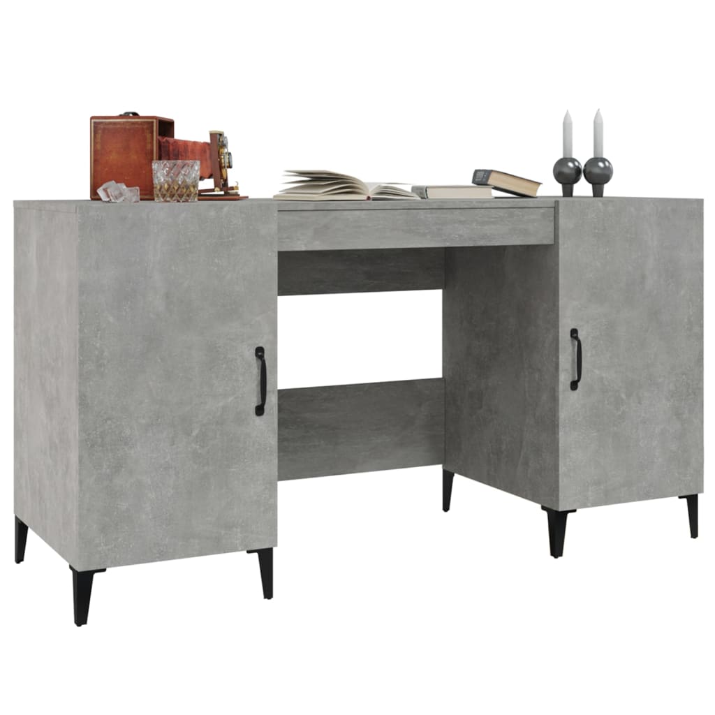 Maison Exclusive - Bureau Gris béton 140x50x75 cm Bois d'ingénierie - 4