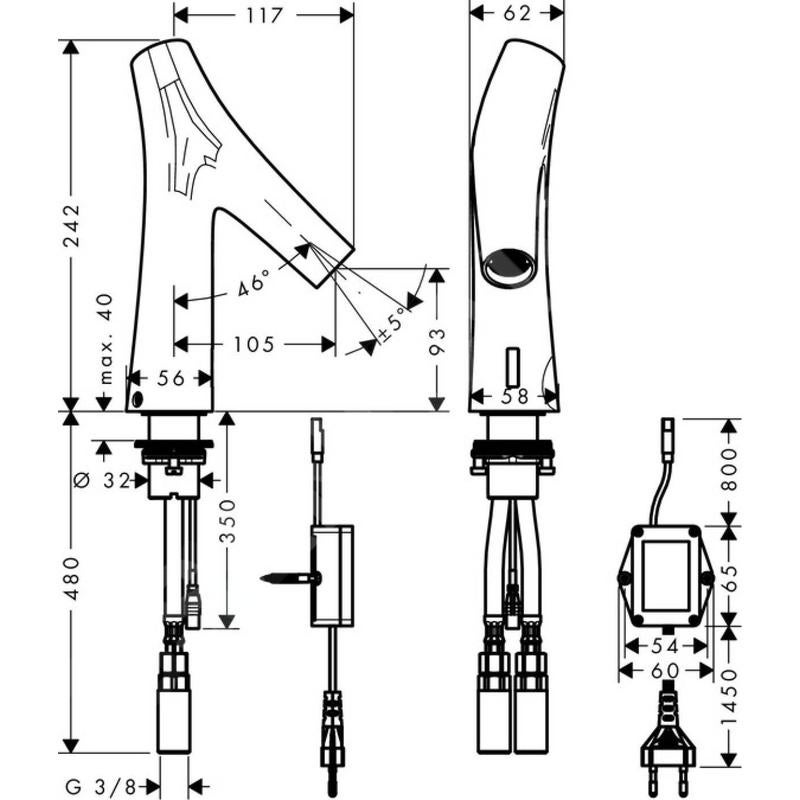 hansgrohe AXOR Starck Organic Mitigeur de lavabo, électronique, alimentation secteur, température préréglable, saillie 117mm, 12174000, Farbe: chrome - 2