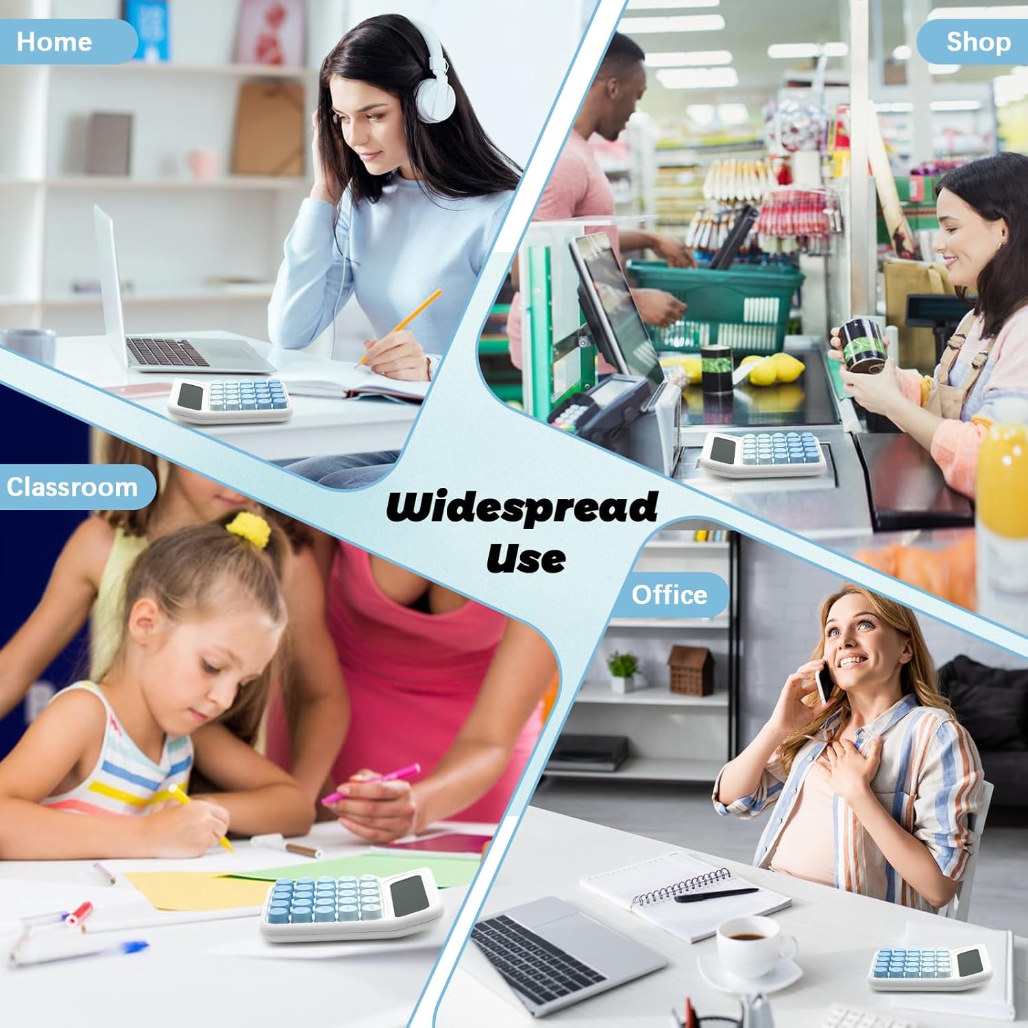 calcolatrice celeste (157*111*27mm), calcolatrice standard con display a 12 cifre, materiale per ufficio e accessori - 5