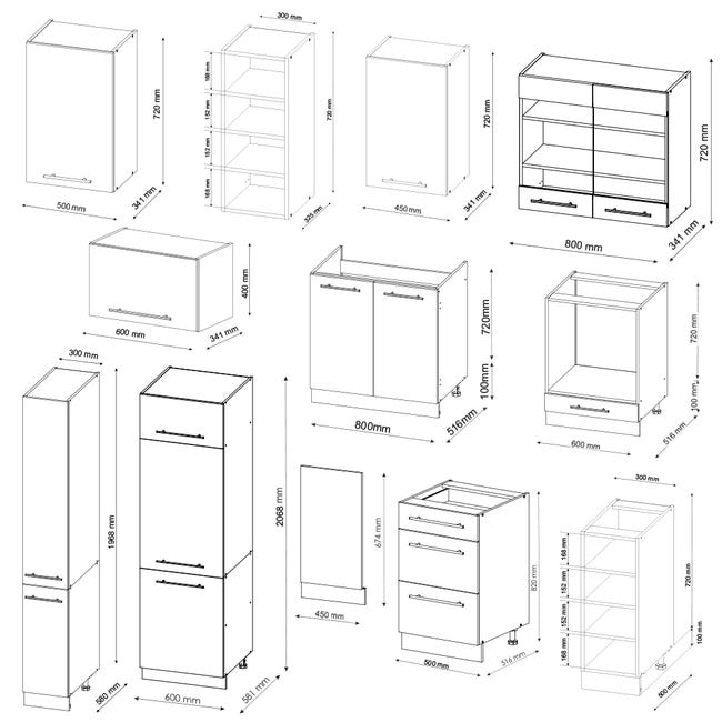 Cuisine intégré Fame-Line Single style rustique 240 cm anthracite vert or Vicco Cuisine intégré Fame-Line Single style rustique 240 cm anthracite vert or Vicco