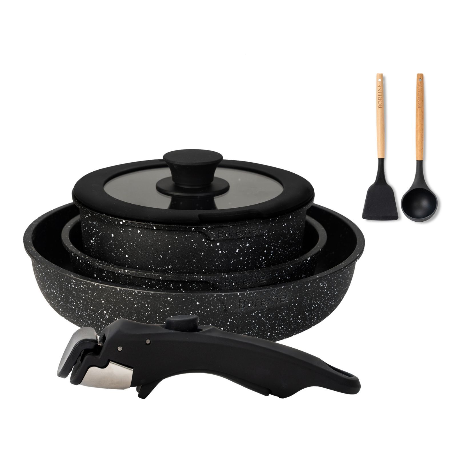 Set Di 6 Pentole Antiaderenti Con Manico Rimovibile: Impilabili E Salvaspazio Per Cucina, Camper E Induzione