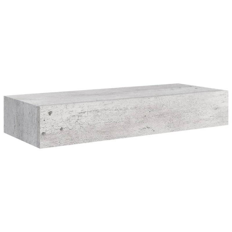 Étagère à tiroir murale Gris béton 60x23,5x10 cm MDF - 2