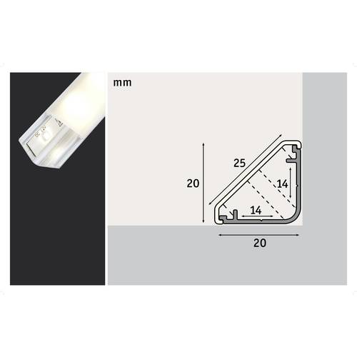 Profilé de strip LED Delta 1m Alu Satiné - 2