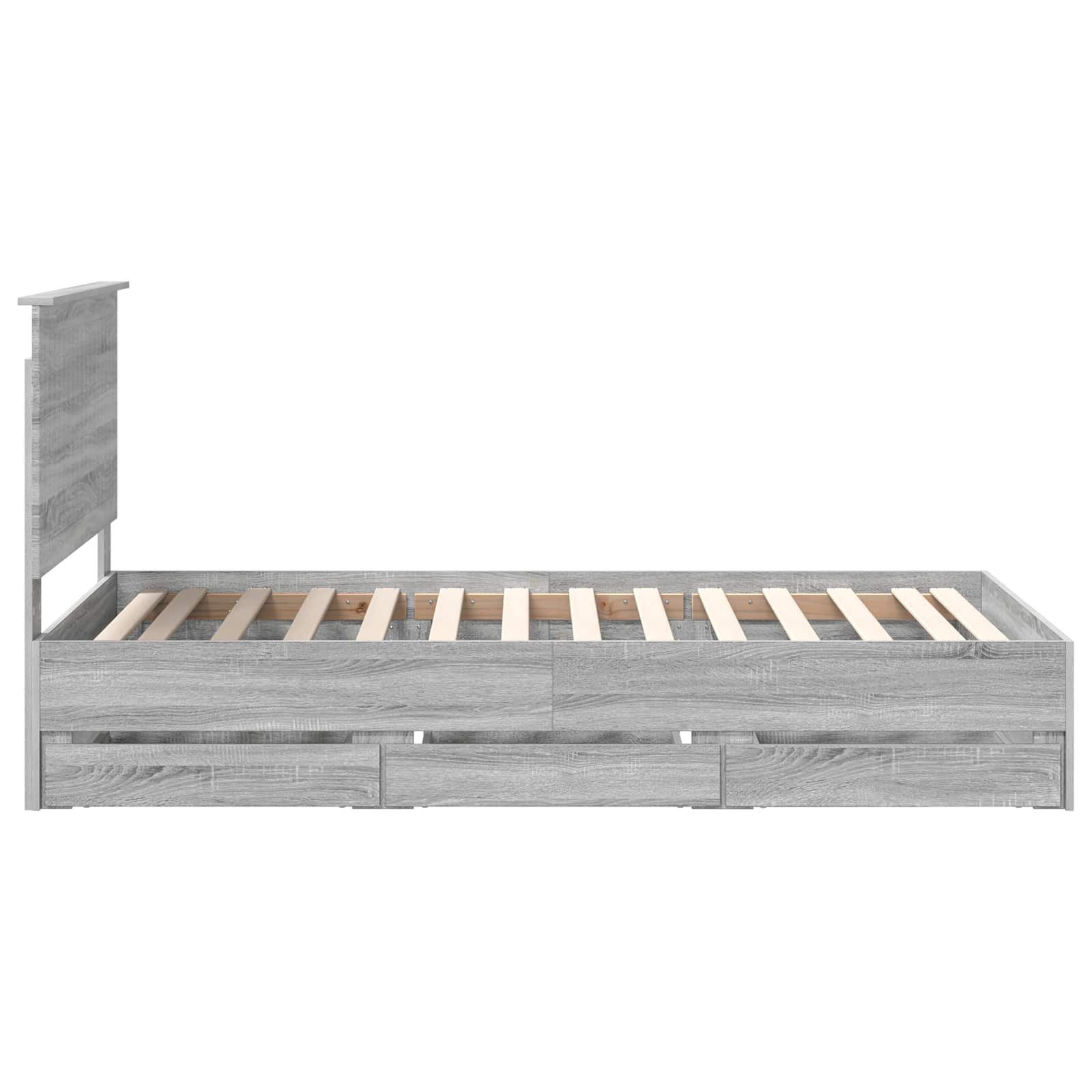 Cadre de lit en panneau de bois gris pour la chambre, 100 × 200 cm - 9