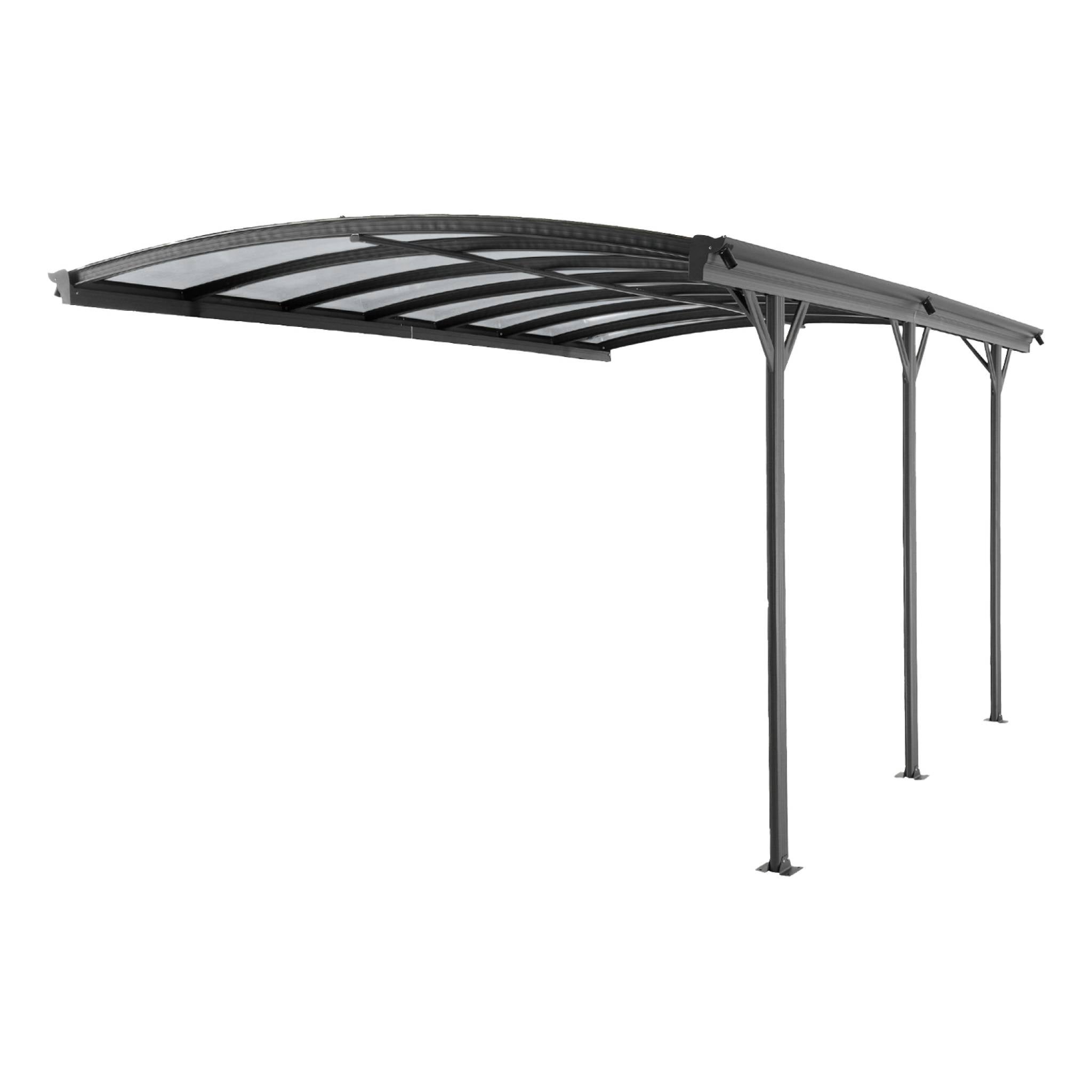 Extension de carport de 15m² en aluminium anthracite et polycarbonate - Extension Le Mans 5x3m - abri de voiture - 2