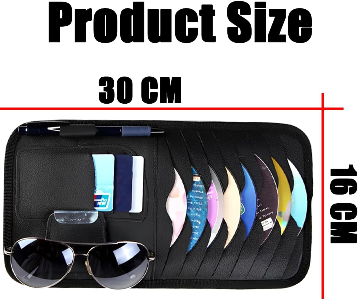 Organizer Visiera Auto In Pelle PU | Porta Occhiali Da Sole Impermeabile Con Tasche Multiple - Adatto A SUV E Camion