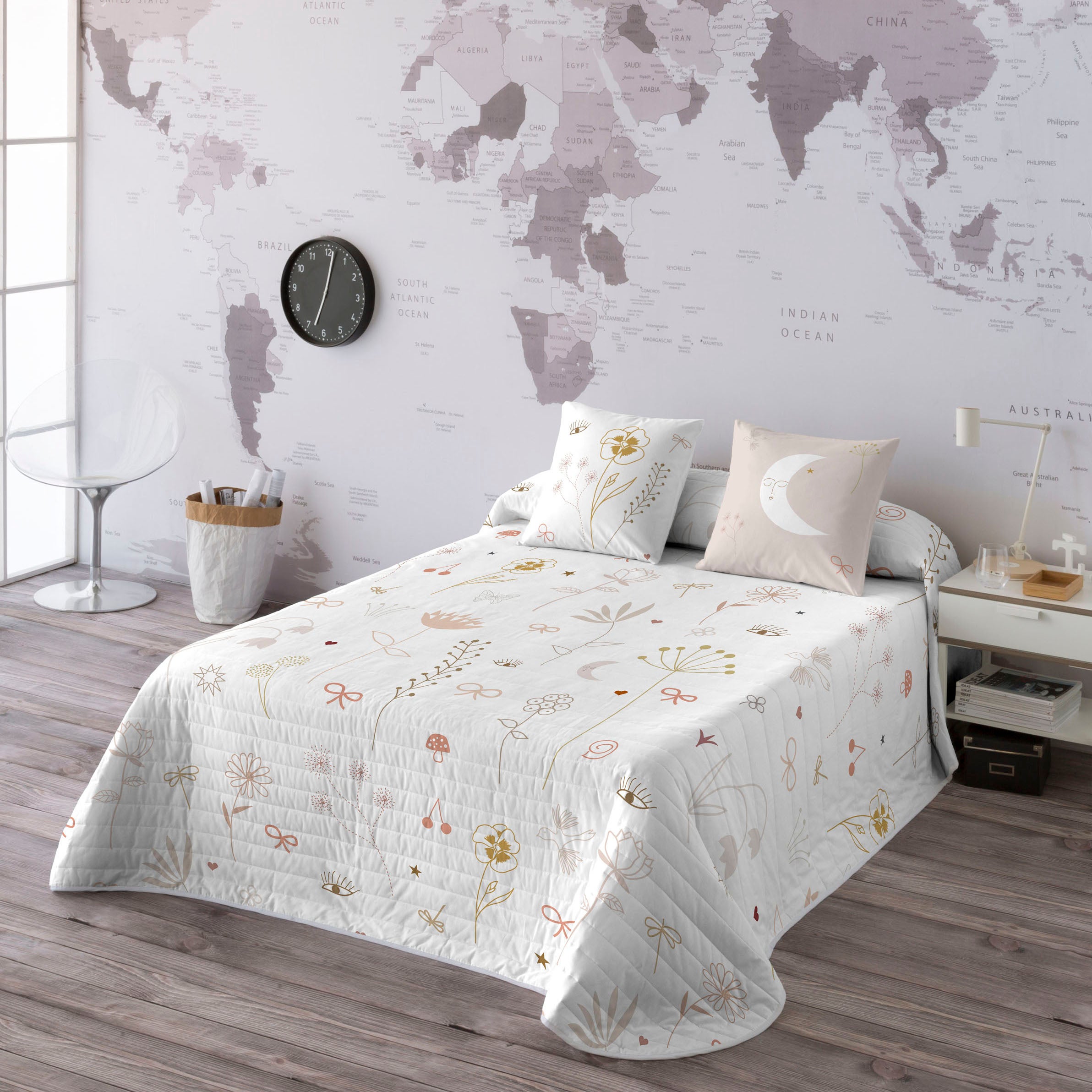 Haciendo el indio - colcha bouti estampado - gramaje 70 gramos - cama 90/105 - flower chaos