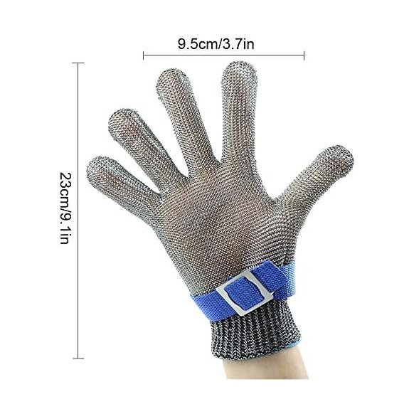Gants de protection pour la coupe Hachoir Tranchage de la viande Traitement des gants en acier inoxydable résistant aux coupures L(Un gant) - 2