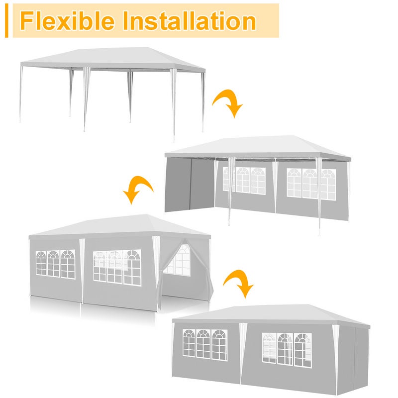 Tente Pavillon Mariages Tente de Jardin – Tente de jardin festive en construction robuste en acier, parfaite pour les mariages 3x6m Blanc - 3