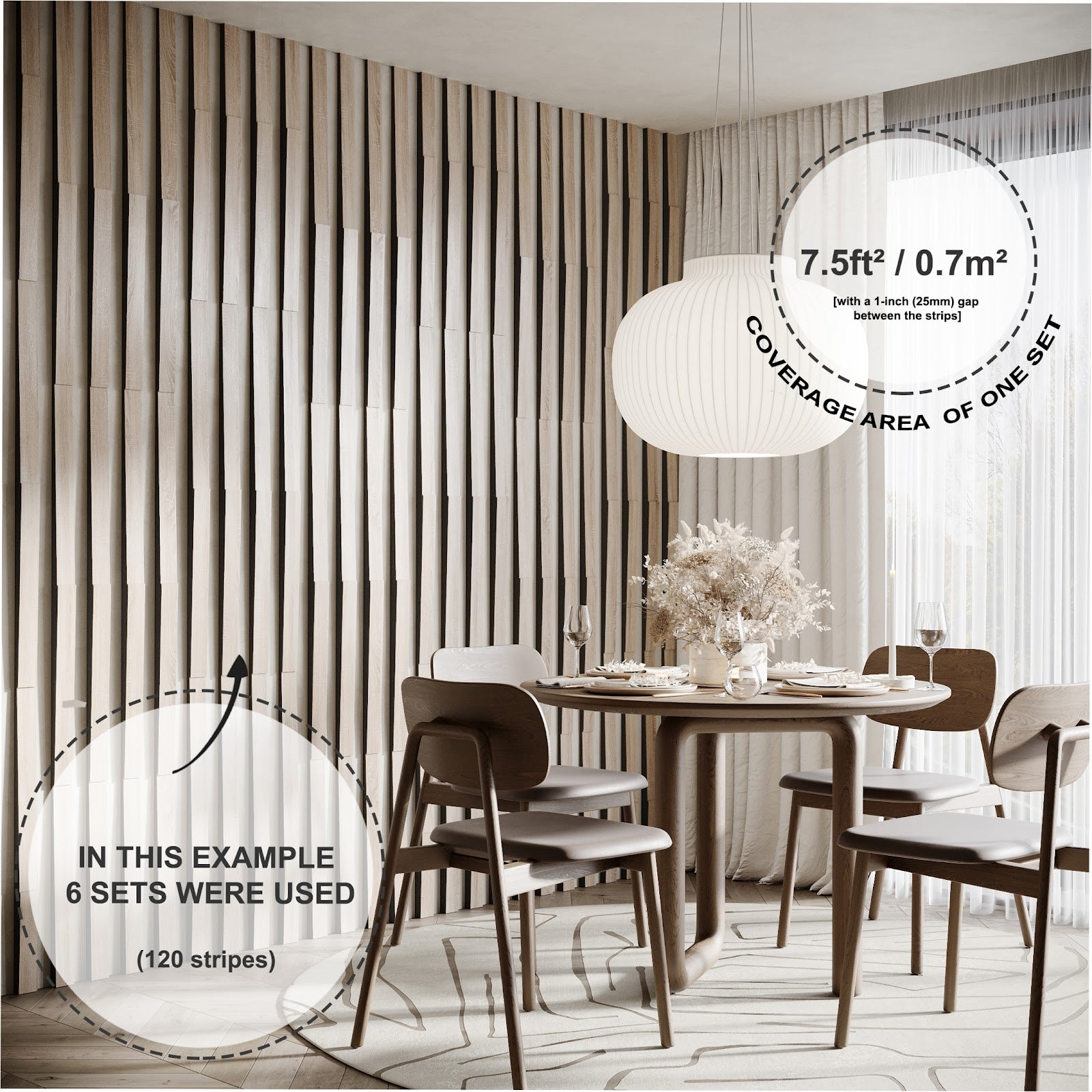 Lot de 20 Lames acoustiques insonorisants LOZA 50x5cm -0,5 m² surf.totale -MDF perforé laminé et mousse acoustique -Sonoma - 2