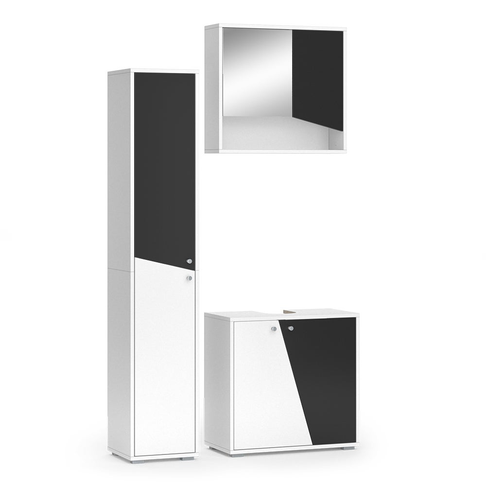 Ensemble Meuble Salle De Bain VICCO ILIAS 3 Pièces - Blanc Et Anthracite
