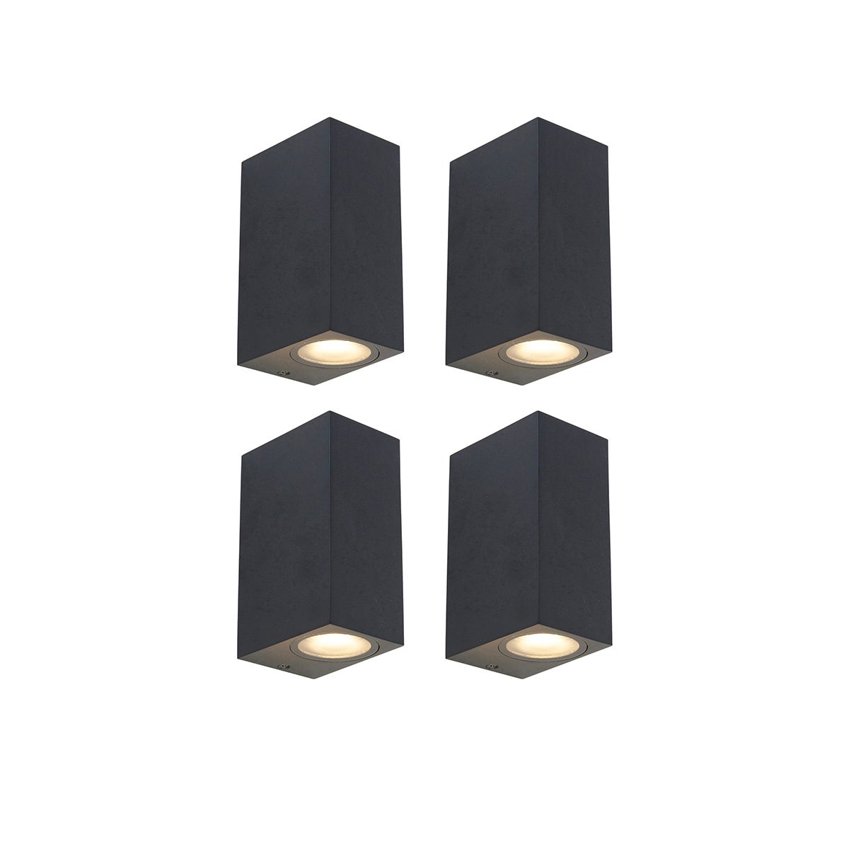 Zestaw 4 inteligentnych lamp ściennych czarnych IP44 w tym 8 żarówek Wifi GU10 - Baleno