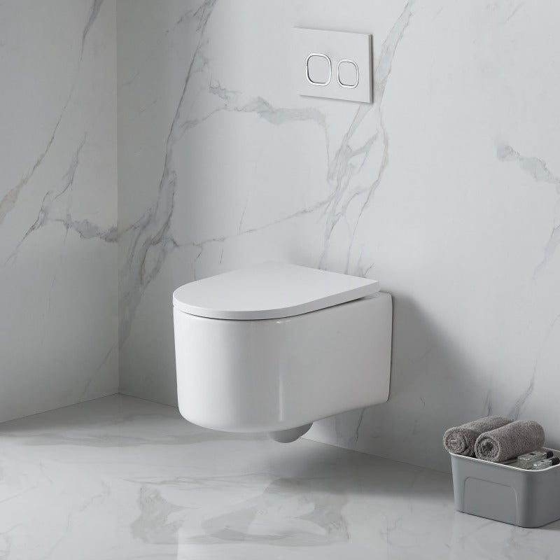 Pack WC Bâti-support + WC sans bride Tornado Quiet SAT Delano + Abattant softclose + Plaque Chrome - 4