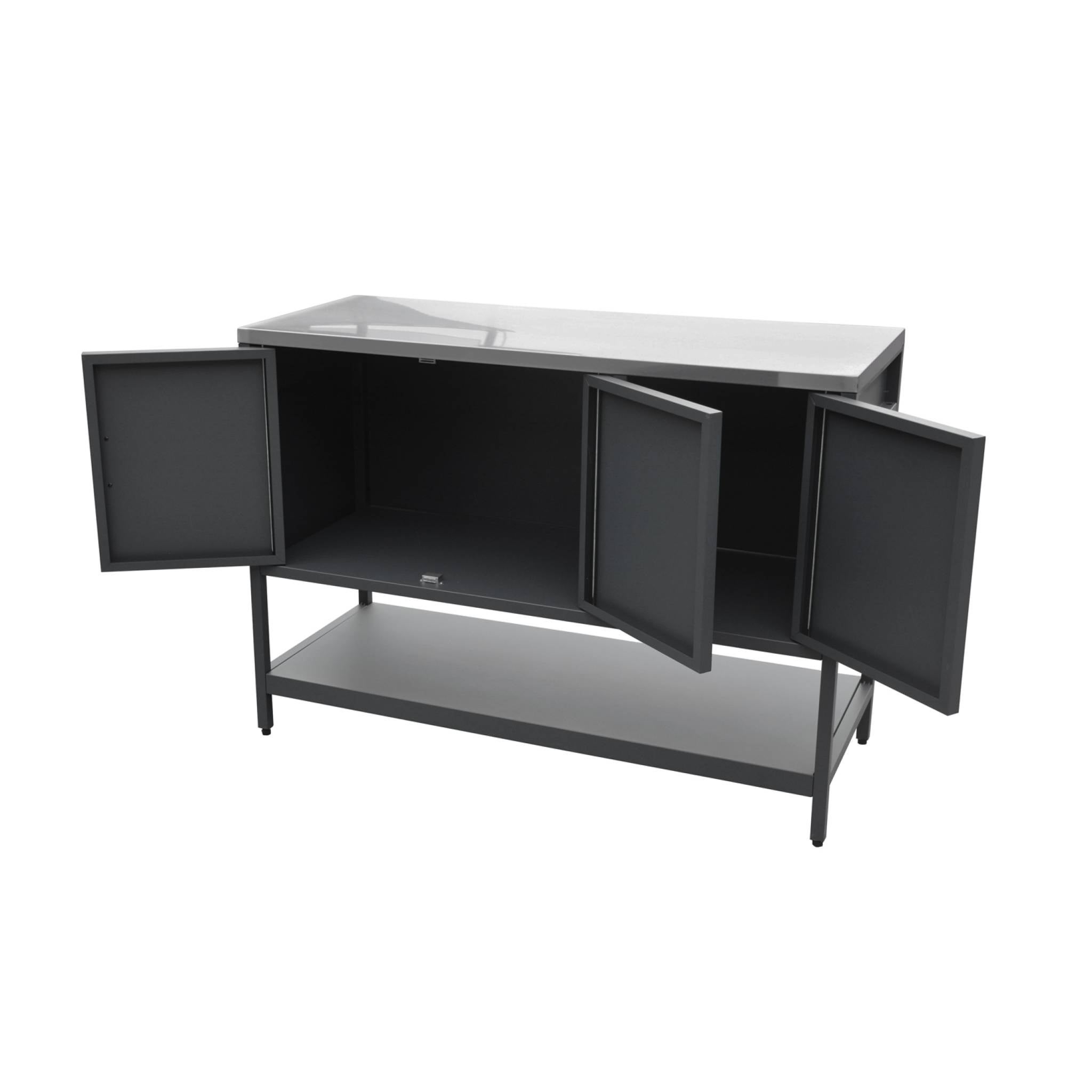 Cozinha externa em aço 3 portas e 1 prateleira, 120cm, Naxos, Preto, 120x51x87 cm - 7