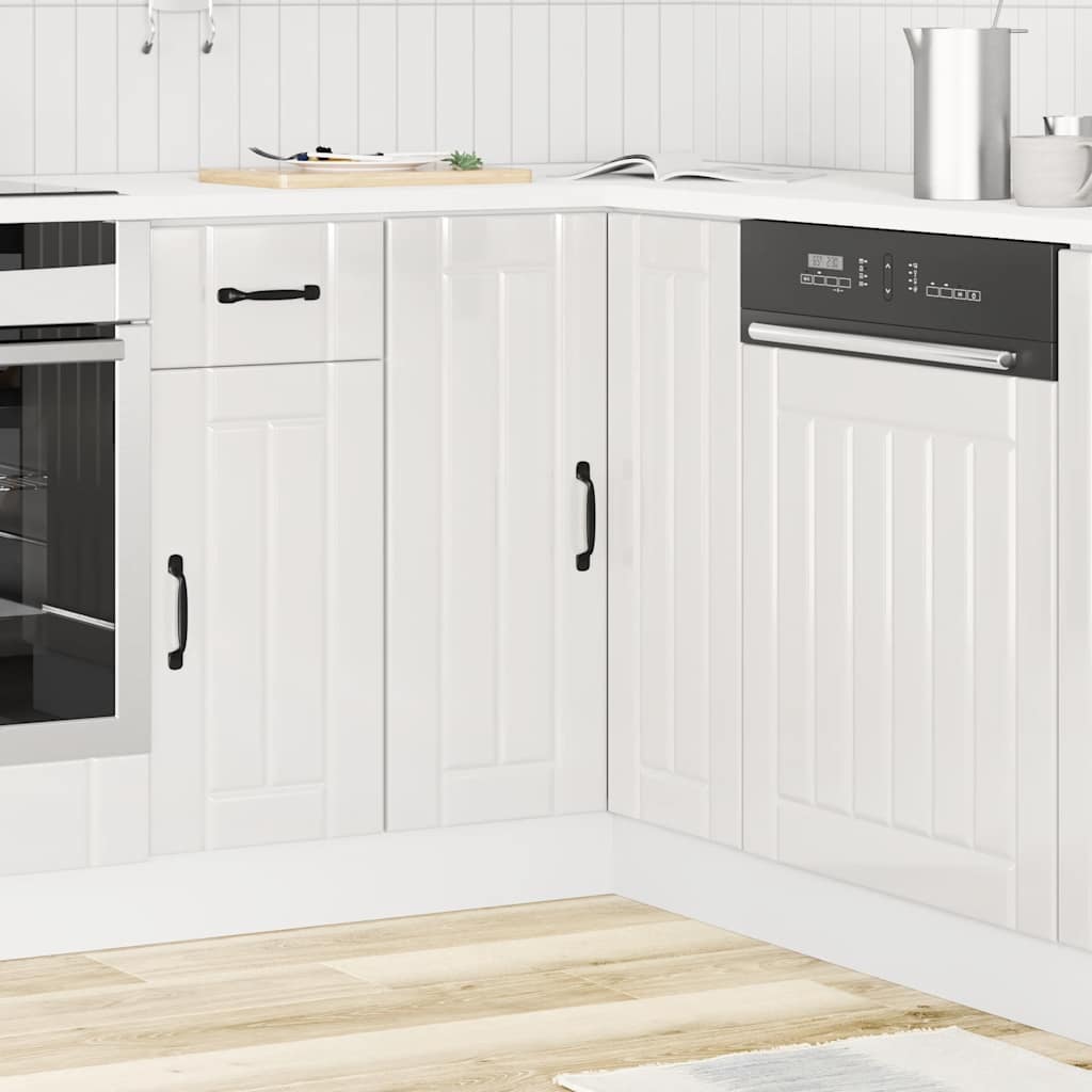 Meuble Haut De Cuisine - Armoire d'angle de cuisine blanc brillant bois ingénierie 6626fr - 3