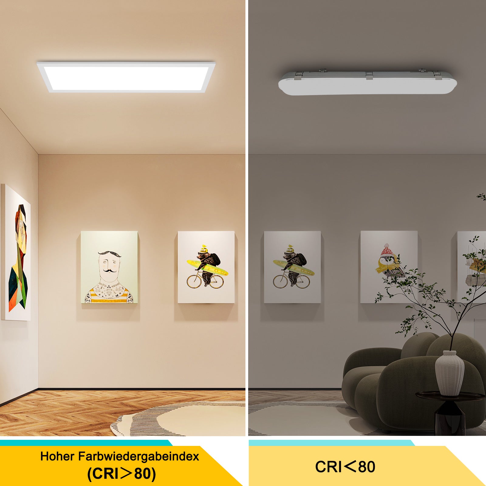 LOVHAUS Set da 2 Pannelli LED 58x20CM 24W 2400LM 100LM/W Luce Pannello LED 6500K Bianca Senza Sfarfallio per Ufficio, Cucina, Soggiorno, Bagno - 6