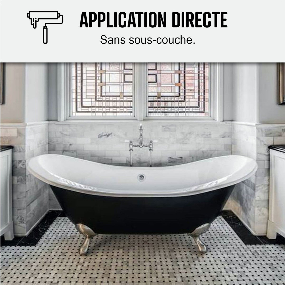 PEINTURE BAIGNOIRE LAVABO - Résine Époxy Pour Rénovation - 1 kg (jusqu'à 3 m² en 2 couches) Gris Argent - RAL 7001 - ARCANE INDUSTRIES - 6