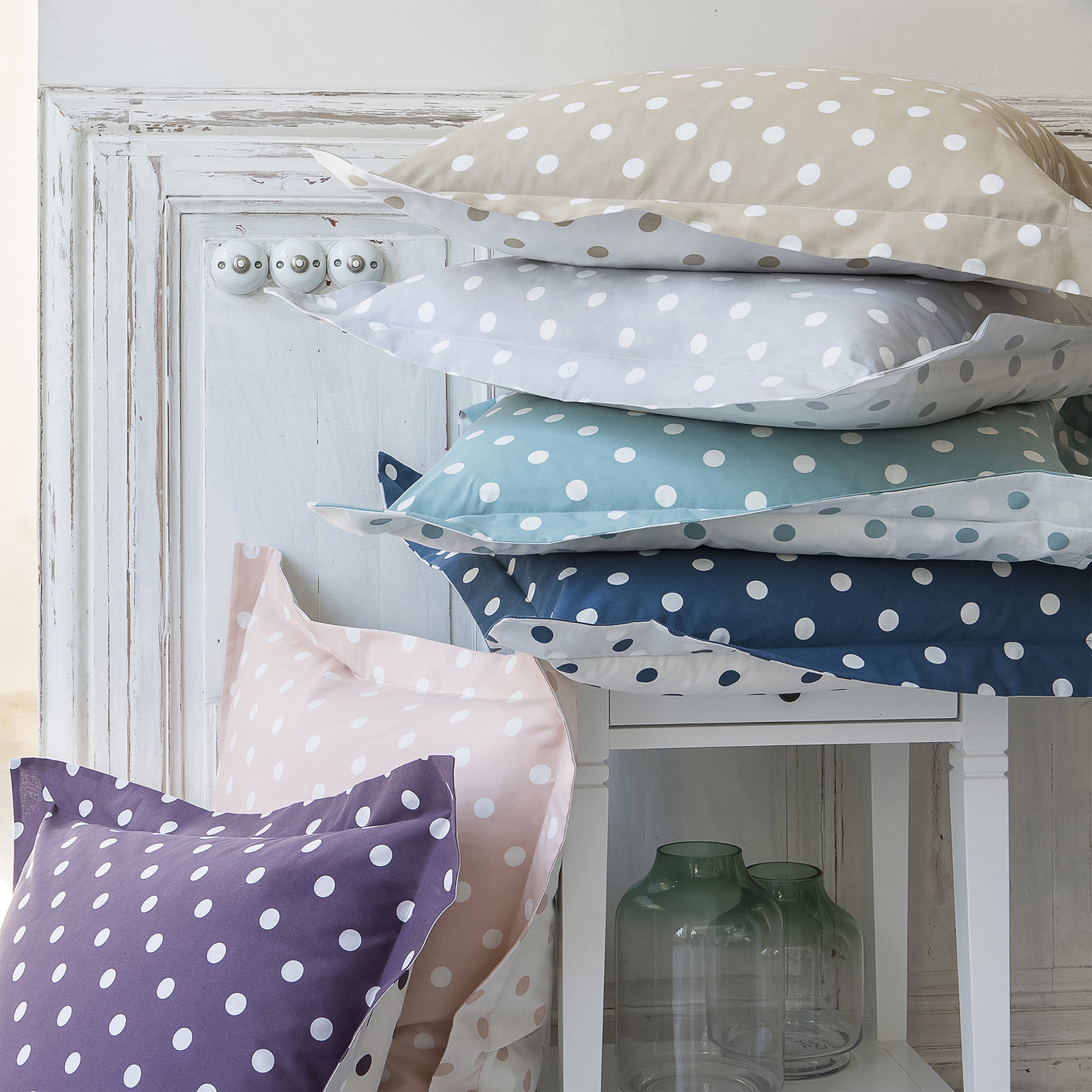 Drap housse pur coton imprimé pois, Clarisse - Gris/blanc - 90 x 200 cm - 6