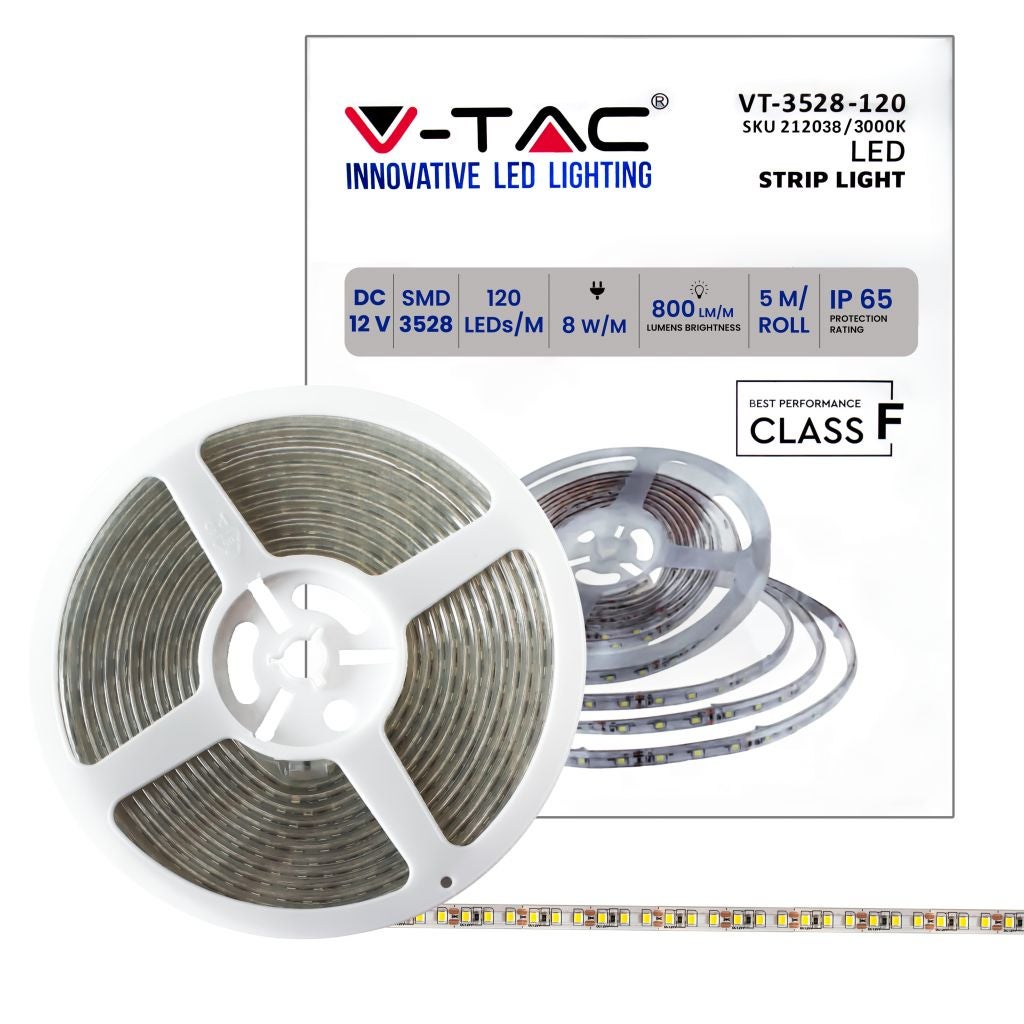 Taśma LED SMD 8W/m 5m 120 LED/m 12V 3000K IP65 9,2mm