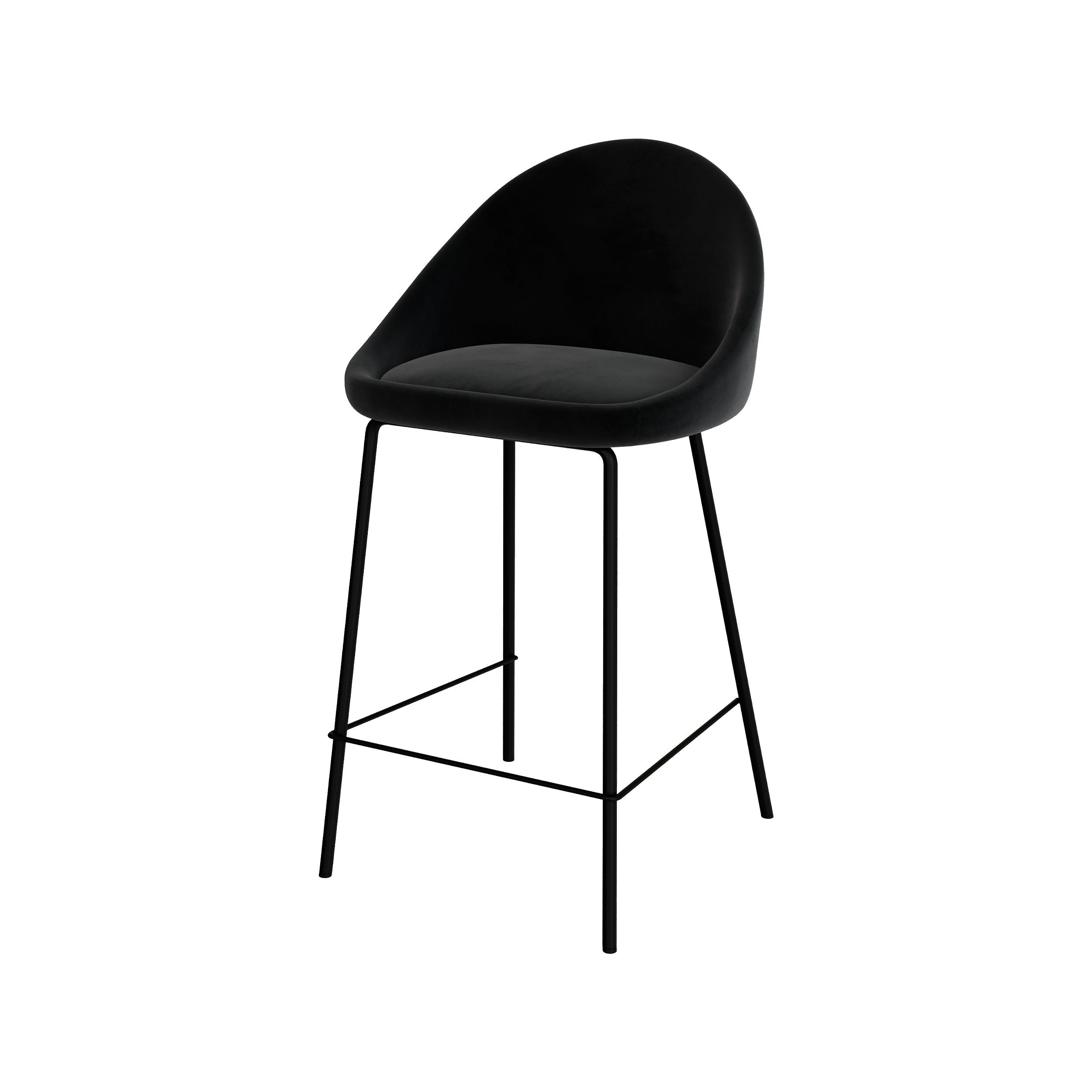 Set de 2 sillas para isla de cocina en terciopelo negro 65 cm - Misty - 8