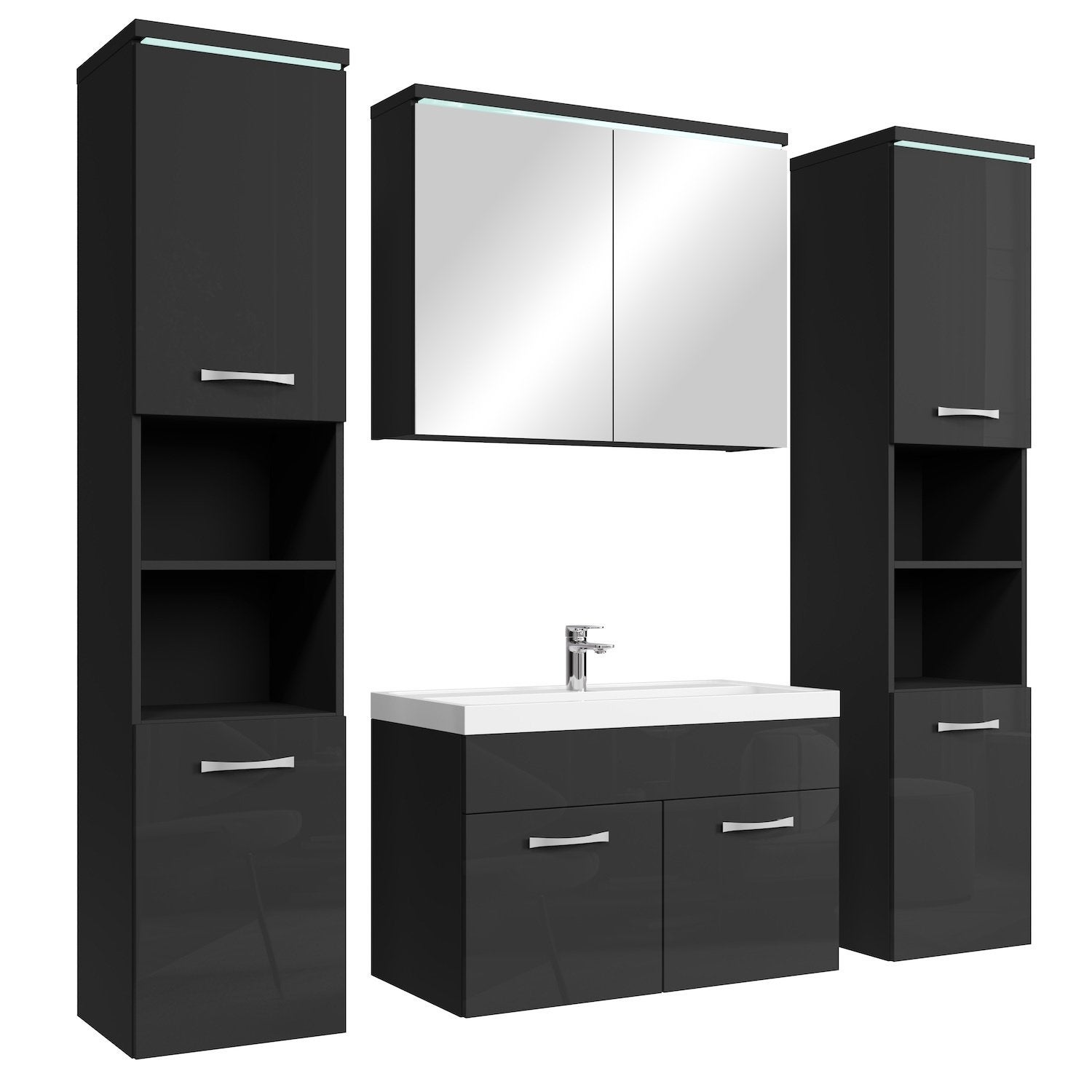 Badplaats B.V. Meuble de Salle de Bain de Paso 80 x 40 cm lavabo Chene – Armoire de Rangement Meuble lavabo Armoire Miroir