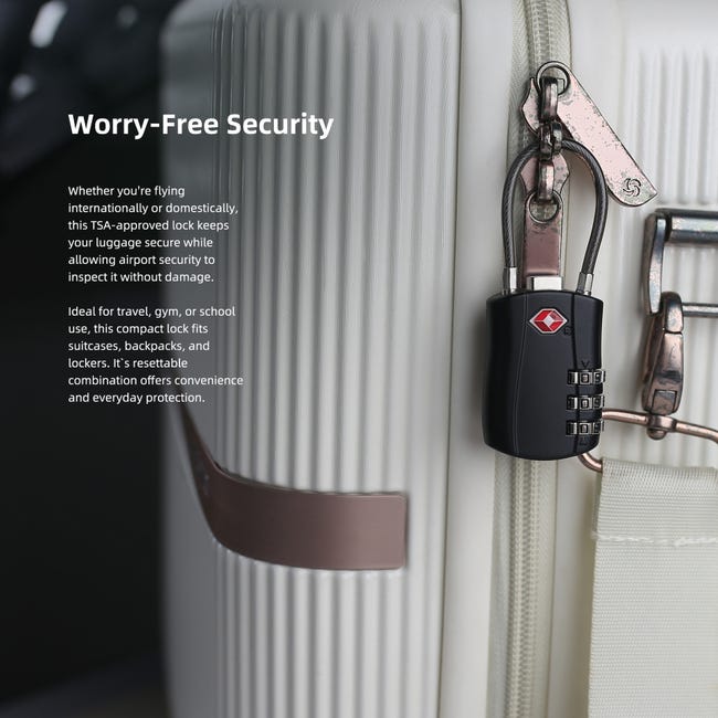 Lucchetto A Combinazione Con Cavo In Acciaio - Serratura Per Bagagli, Zaini, Armadietti - Piccolo E Sicuro - Foto 4