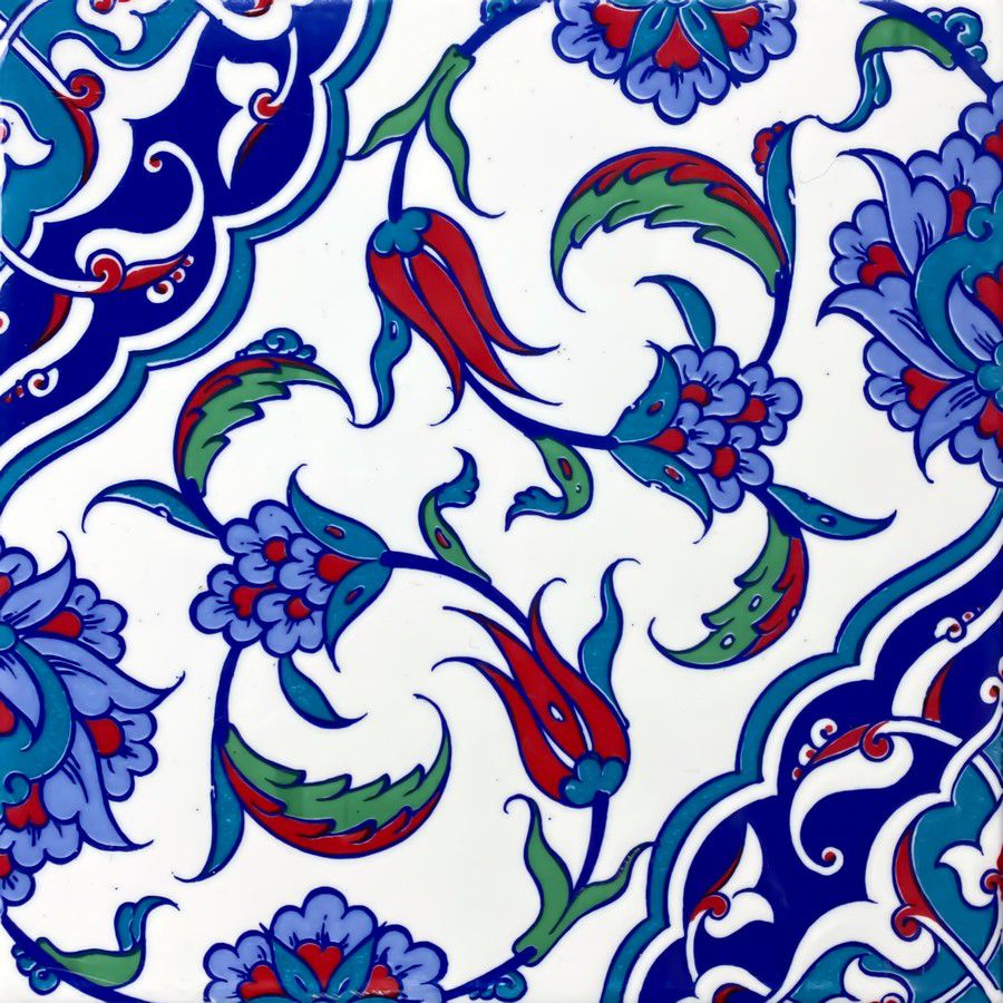 Cerames- Feray, piastrelle in ceramica Iznik 20 x 20 cm, confezione da 12 pezzi (0,48 m2) | Piastrelle in ceramica con motivi orientali - 2