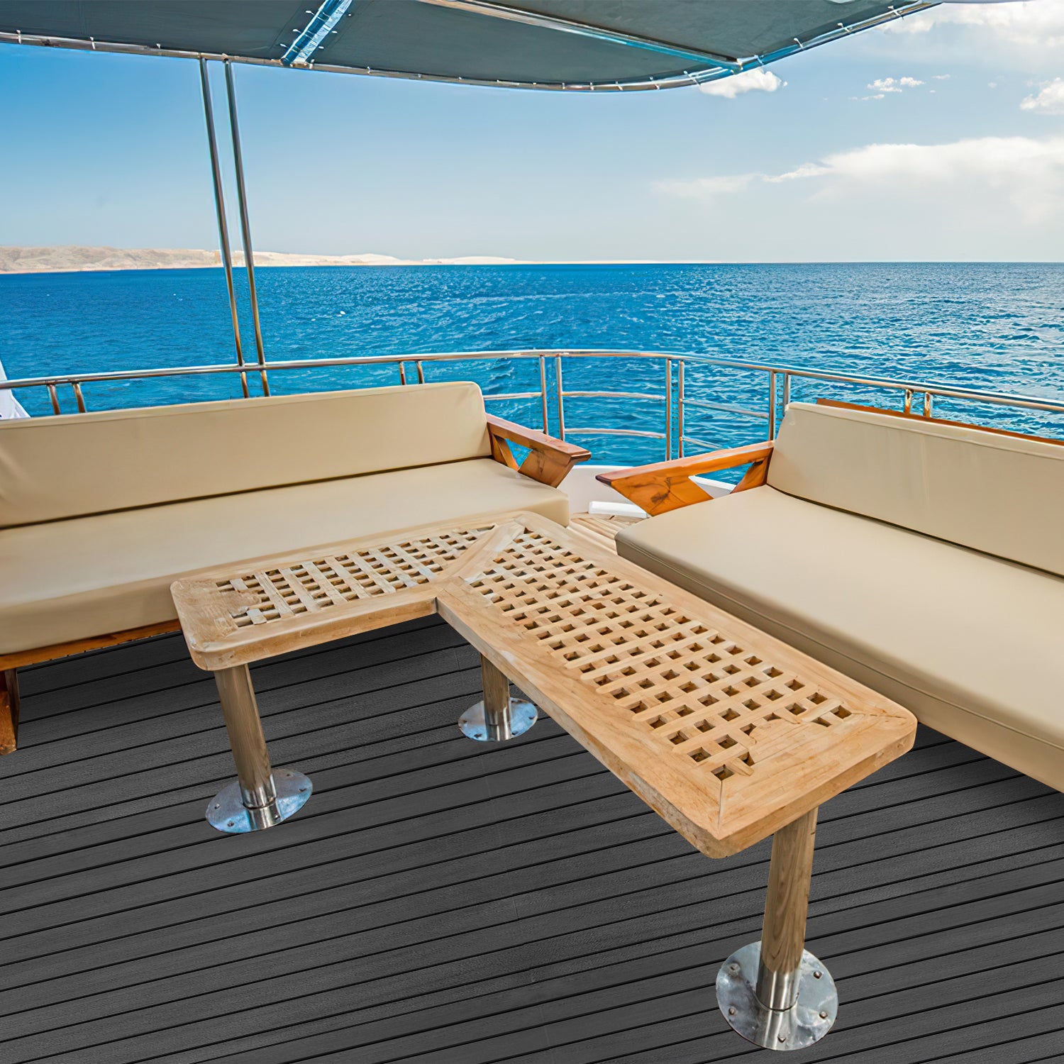 Tapis de Sol Tapis de Pont en Mousse EVA Teck Yacht Tapis de Sol Auto-Adhésif 240x90cm Gris foncé - 3