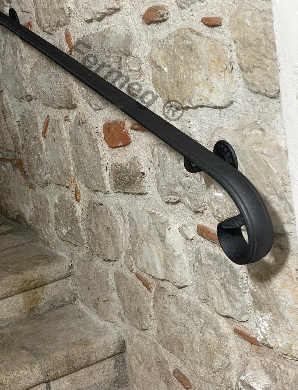Main courante en fer romain|pour l'intérieur et l'extérieur avec supports et kit de montage|Longueur 100 cm|section 40x12mm - 5