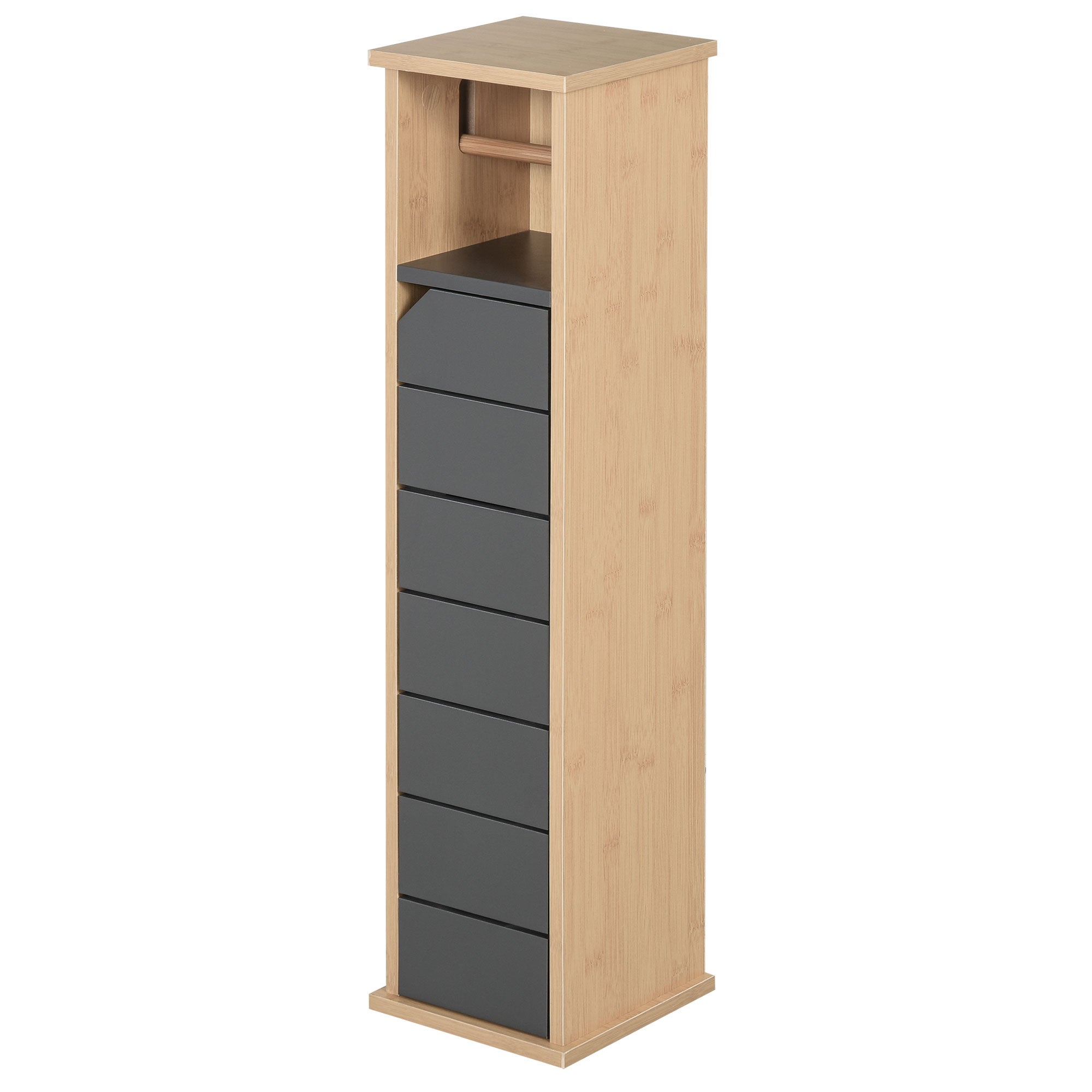 Homcom Dulap Baie 18×18×75 cm – Depozitare Hartie Igienica | Aosom Romania