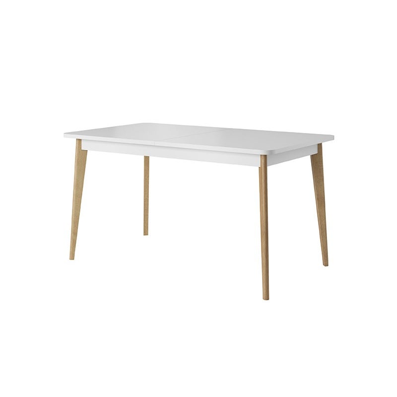 Nowoczesny stół PRIMO z rozkładanym blatem 140x80 cm – Biały + Dąb Riviera