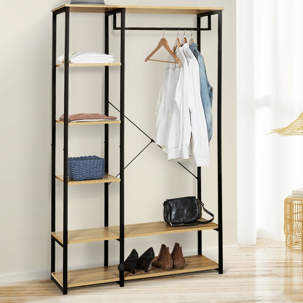 Dressing porte vêtements effet bois et métal - 5