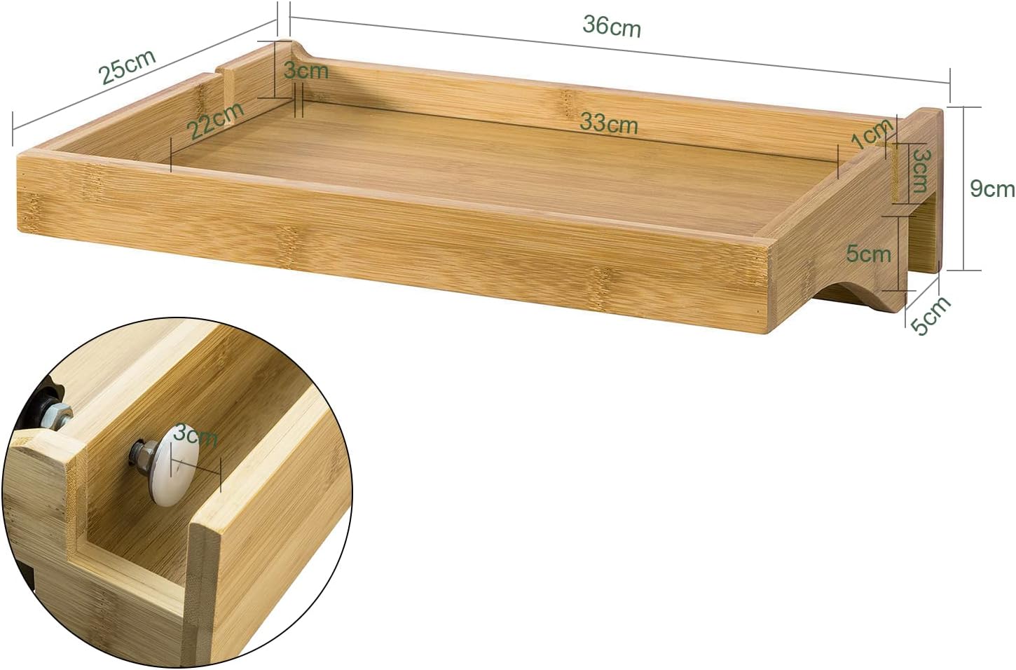 SoBuy NKD01-N Petite Table de Chevet Étagère Suspendue en Bambou Table de Nuit, Naturel-Noir - 3