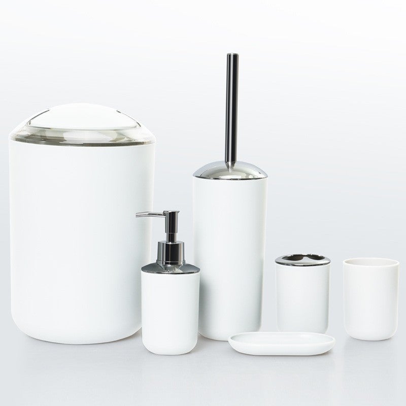 Creative Scents Set Accessori Bagno 6 Pezzi Argento - Porta Spazzolino, Dispenser, Portasapone E Scopino