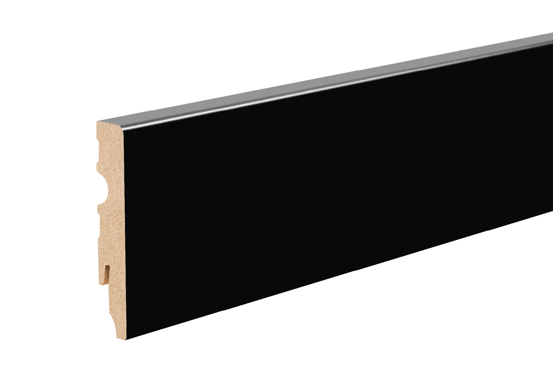 Listwa przypodłogowa MDF 80x14,5mm Cezar Czarny RAL9005 Lakier Półmat 2,20m