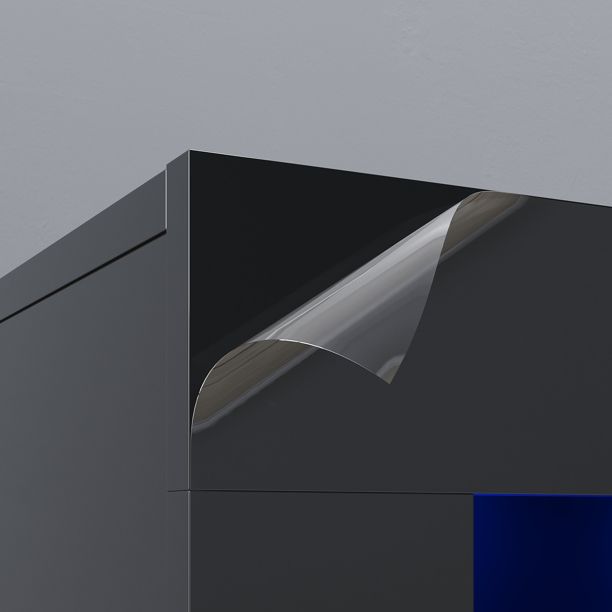 SIRHONA Meuble TV LED Moderne Sans Tirette + Double Porte + Noir + 180cm - 6