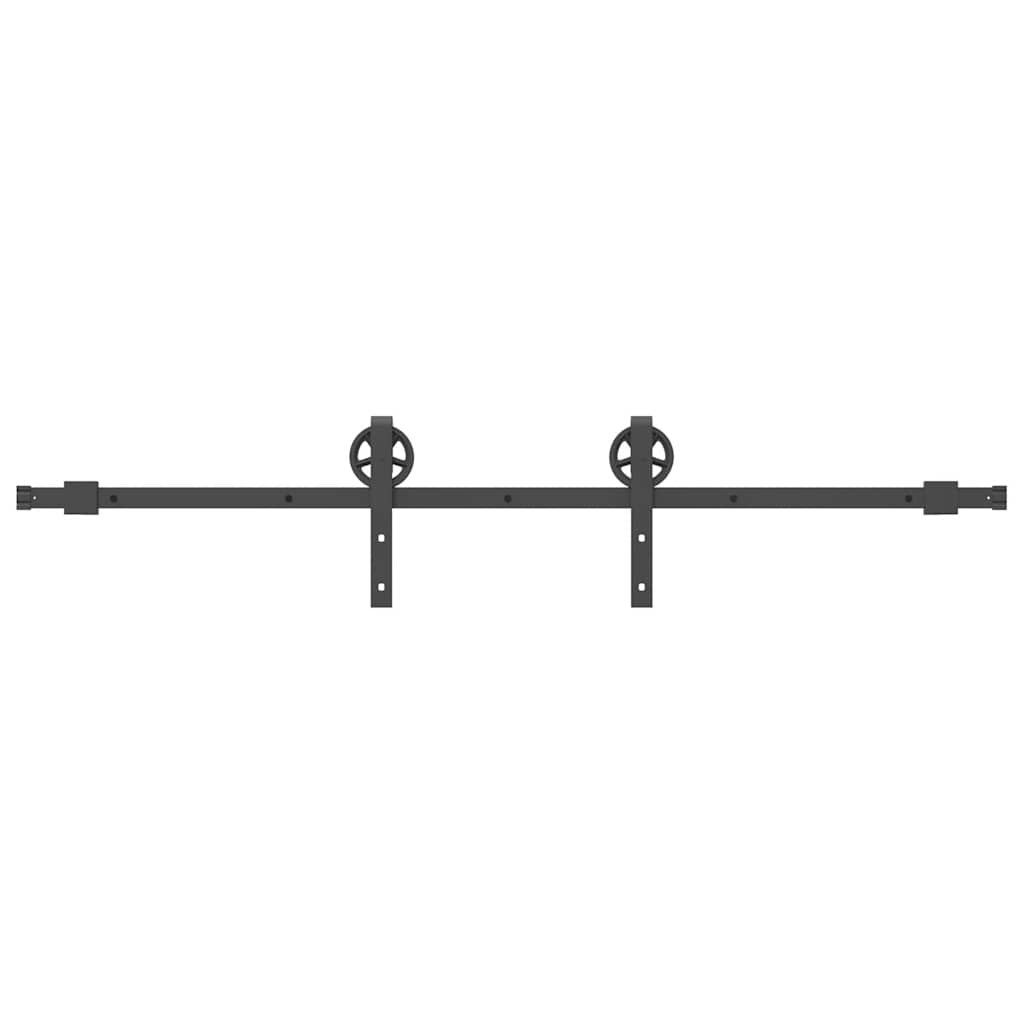 Kit de herrajes para puerta corredera de 183 cm, acero negro.