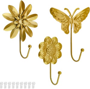 Tricune Ganci decorativi da parete vintage a forma di farfalla, per appendere vestiti, cappotti, asciugamani, chiavi, cappelli, confezione da 2 ganci
