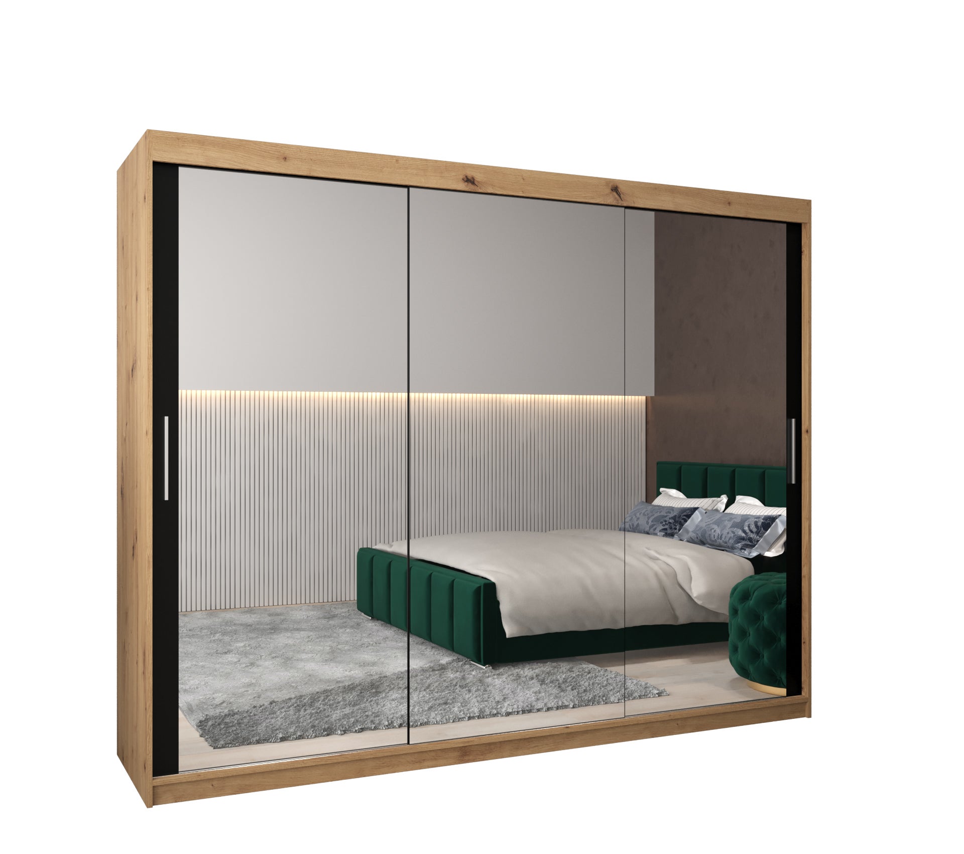 Szafa przesuwna garderoba TOKYO 3 250 x 62 x 200 cm Artisan + Czarny - Abiks Meble