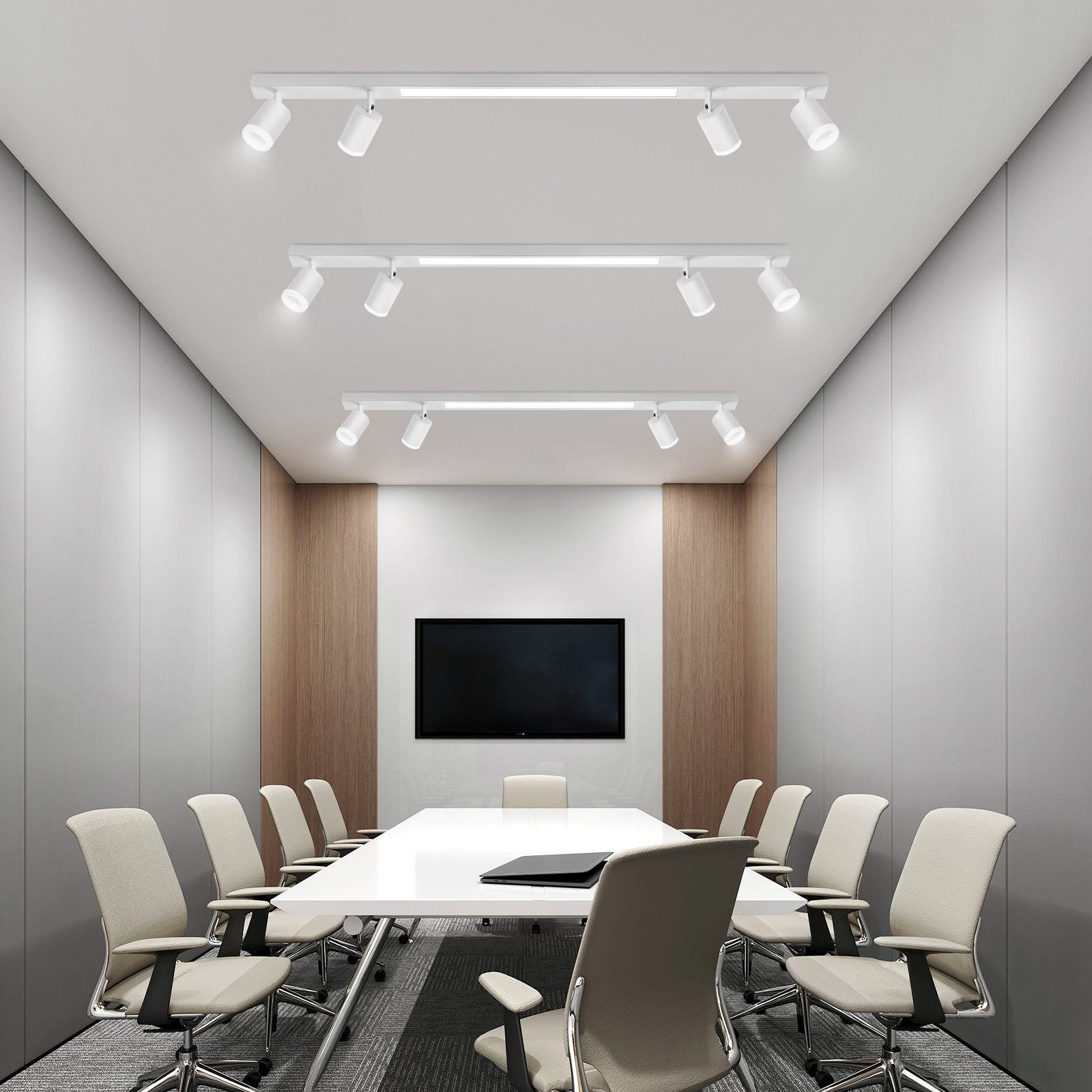 NETTLIFE Plafón LED 4 bombillas regulables 38W blanco con mando a distancia 3000K-6500K orientable 350° - 9