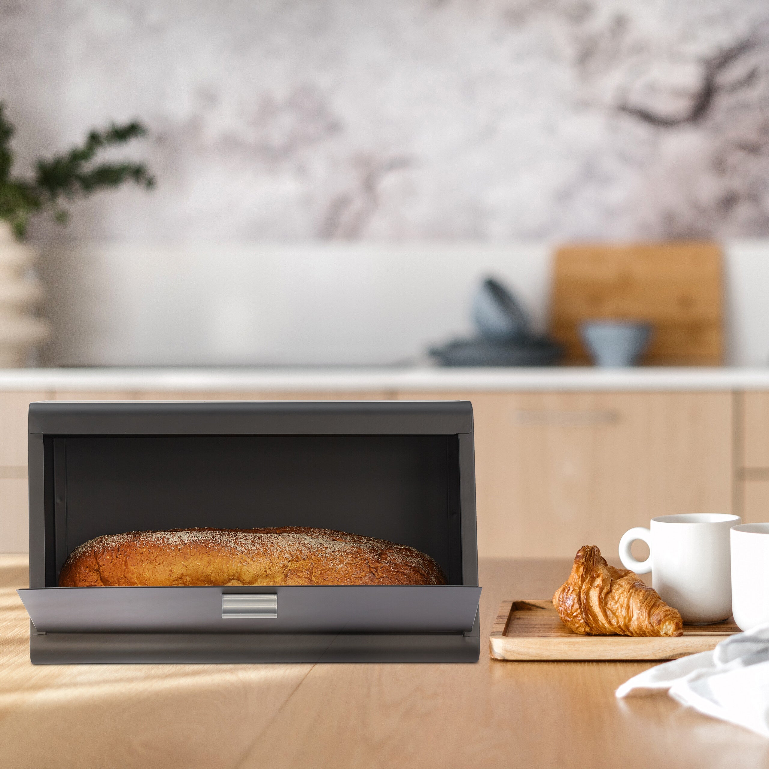 Flexzion Portapane In Acciaio Inox 33 Cm - Contenitore Cilindrico Con Coperchio Per Pane, Dolci E Pasticcini