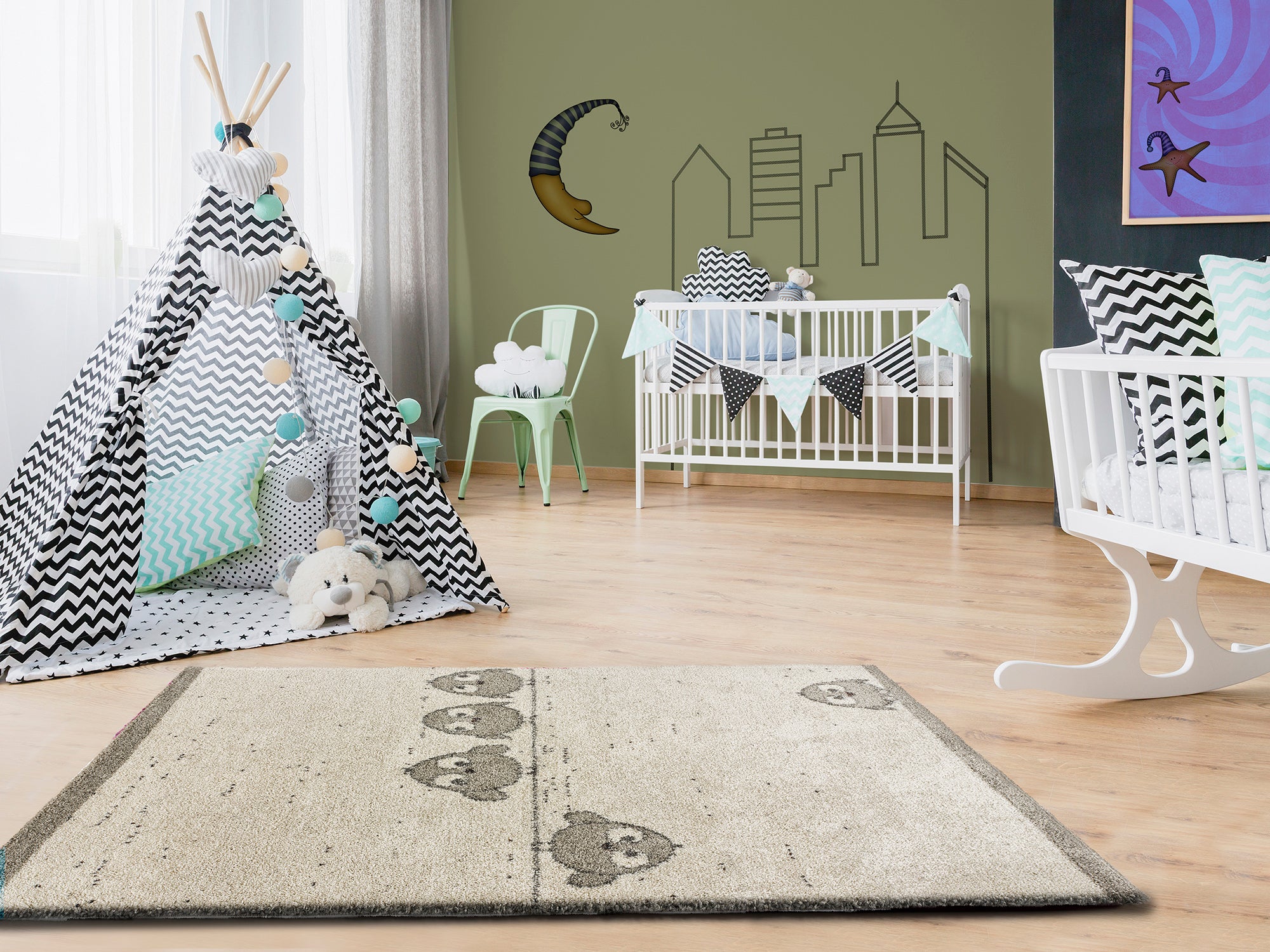 Alfombra interior blanco rectangular 115 x 170 cm cranberry infantil - atticgo
