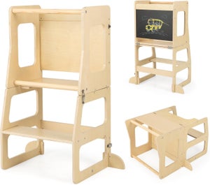 Sgabello Pieghevole Per Bambini - Scaletta Montessori Regolabile, Antiscivolo, Con Manici