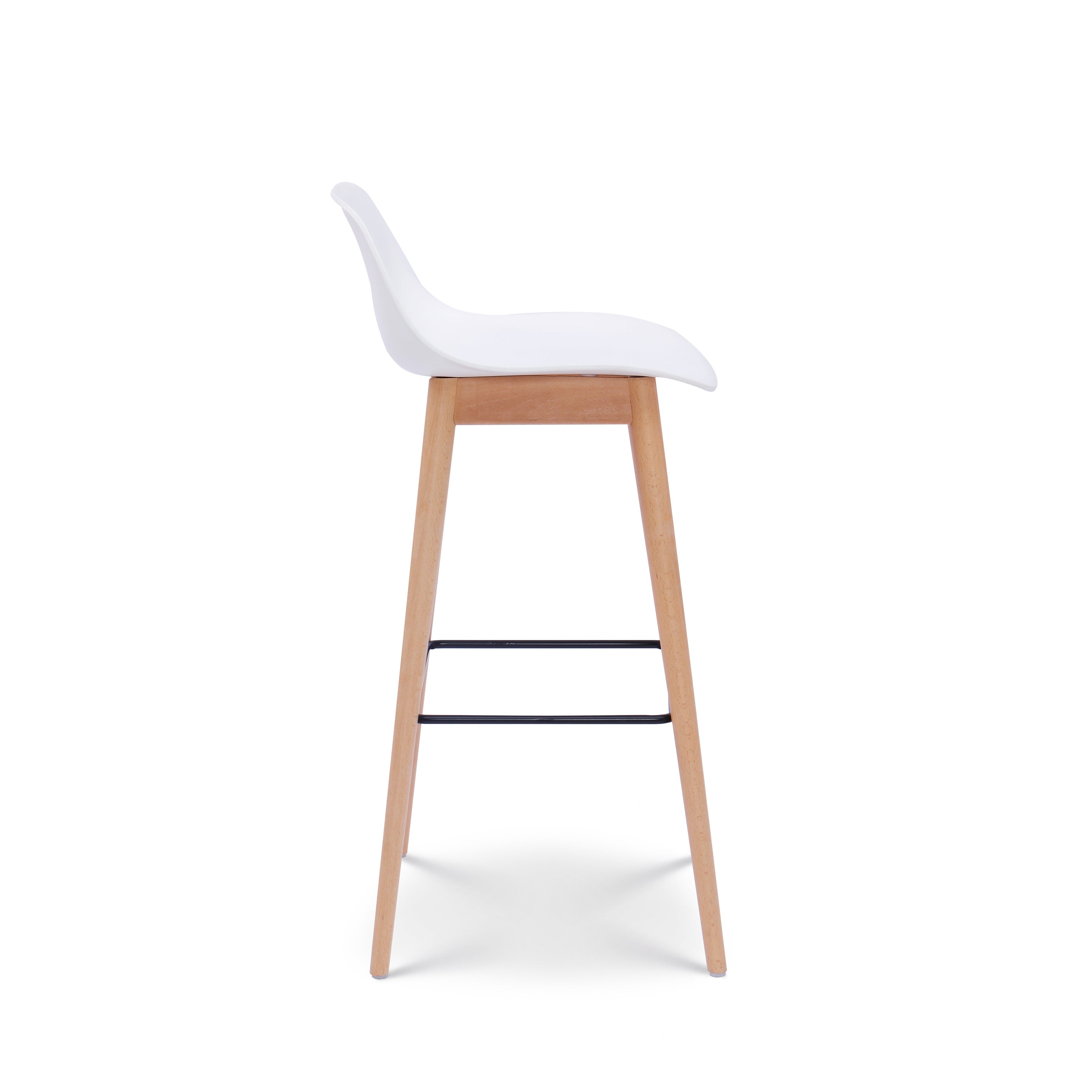 Set de 2 Taburetes de Barra Blancos de Estilo Escandinavo con Patas de Madera Natural - Altura 66 cm - 8