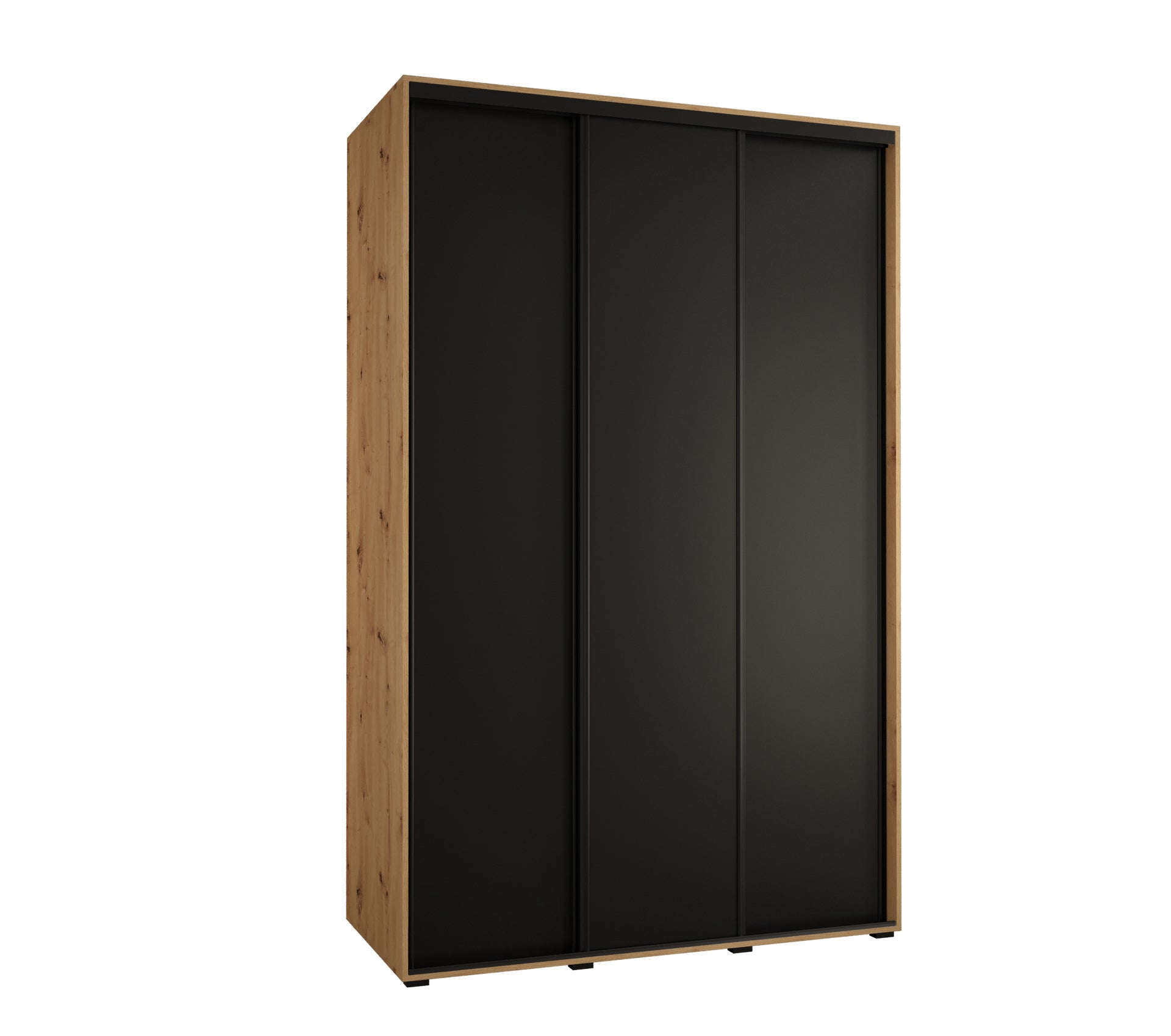 Szafa przesuwna wysoka Davos 1 150 x 60 x 235,2 cm artisan + czarny + u. czarny - Abiks Meble